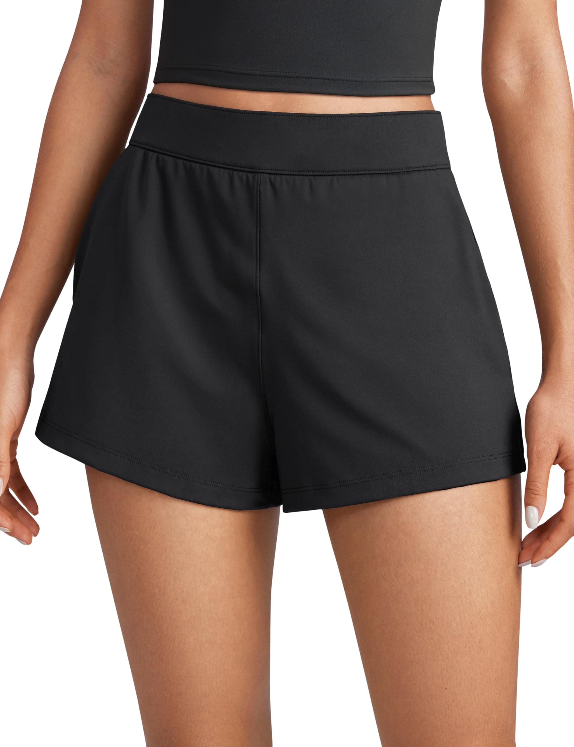 CRZ YOGA High Waisted 4-Way Stretch Womens Shorts for Golf and Hiking with Pockets Casual Comfy