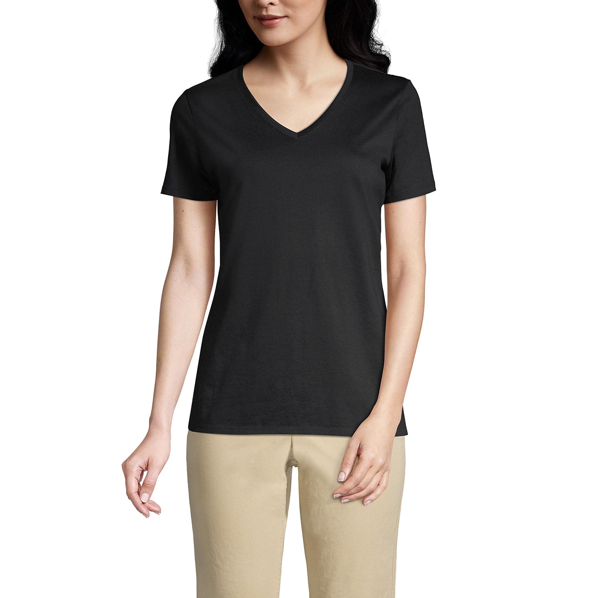 Lands' End Women's Relaxed American-Grown Supima Cotton V-Neck T-Shirt for Casual Comfort
| Lands' End Women's Relaxed