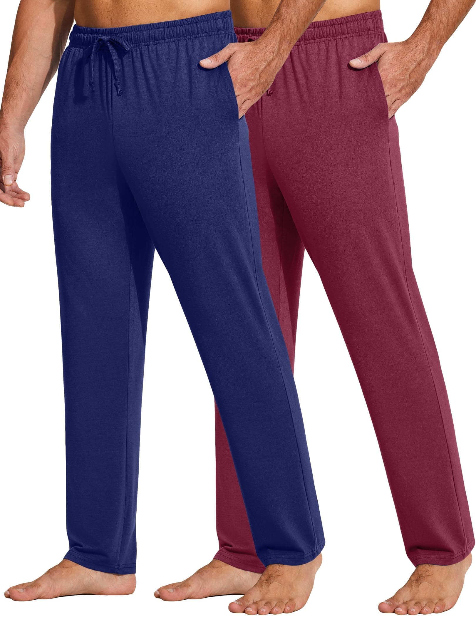COOFANDY Men's Lightweight Open Bottom Yoga Sweatpants with Pockets Casual Drawstring Lounge Pants