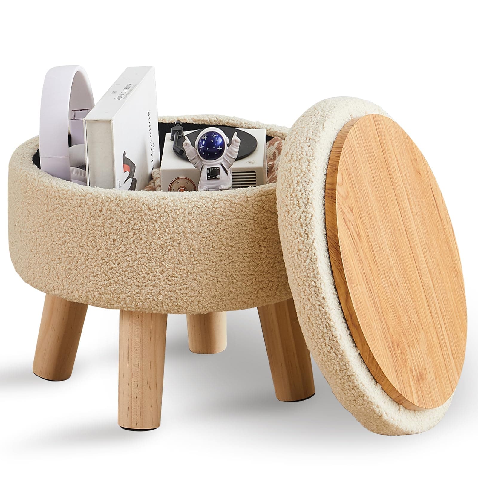 Off-White Modern Round Footrest with Soft Padded Seat for Living Room
| Off-White Wimarsbon Storage Ottoman for Hallway